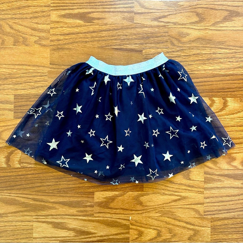 Jumping Beans Cartwheel Scooter Skort Skirt Girls 6 Tulle Tutu Navy Silver Stars